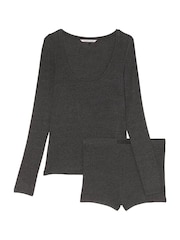 Victoria's Secret Grey Charcoal Heather Modal Rib Short Pyjama Set - Image 3 of 4
