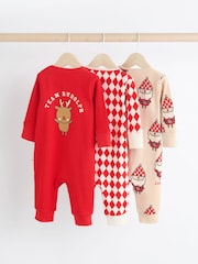 Red Baby Christmas Team Rudolph 100% Cotton Sleepsuits 3 Pack (0mths-3yrs) - Image 2 of 10