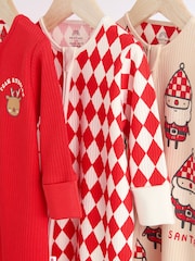 Red Baby Christmas Team Rudolph 100% Cotton Sleepsuits 3 Pack (0mths-3yrs) - Image 3 of 10