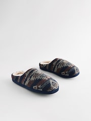 Navy Warm Lined Slippers - Image 2 of 7