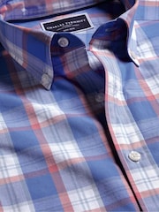 Charles Tyrwhitt Pink Check Cf Short Sleeve Noniron Stretch Poplin Slub 100% Cotton Shirt - Image 4 of 5