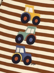 JoJo Maman Bébé Toffee Stacked Tractor Appliqué Top - Image 3 of 3