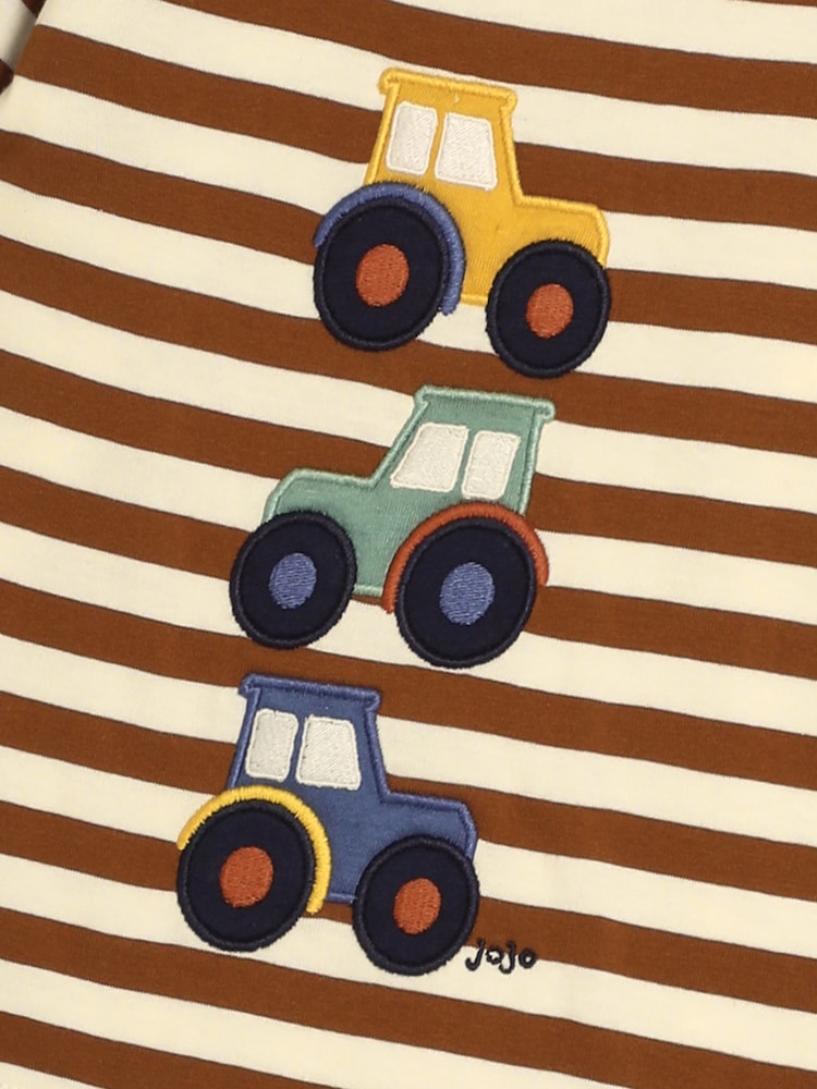 JoJo Maman Bébé Toffee Stacked Tractor Appliqué Top - Image 3 of 3