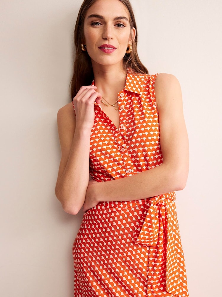 Boden Orange Petite Laura Sleeveless Shirt Dress - Image 2 of 5