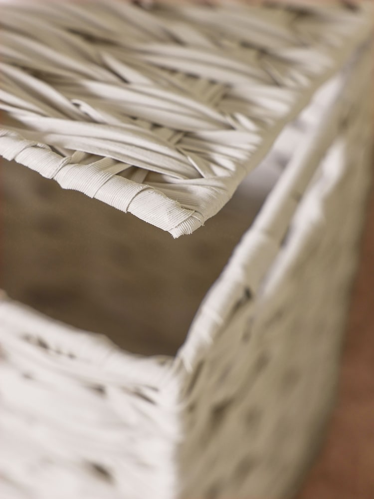 Cream Woven Plastic Slimline Basket - Image 3 of 4