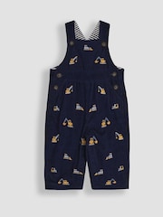 JoJo Maman Bébé Navy Blue Construction Embroidered Cord Dungarees - Image 1 of 3