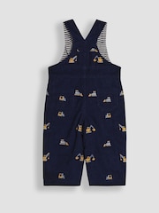 JoJo Maman Bébé Navy Blue Construction Embroidered Cord Dungarees - Image 2 of 3