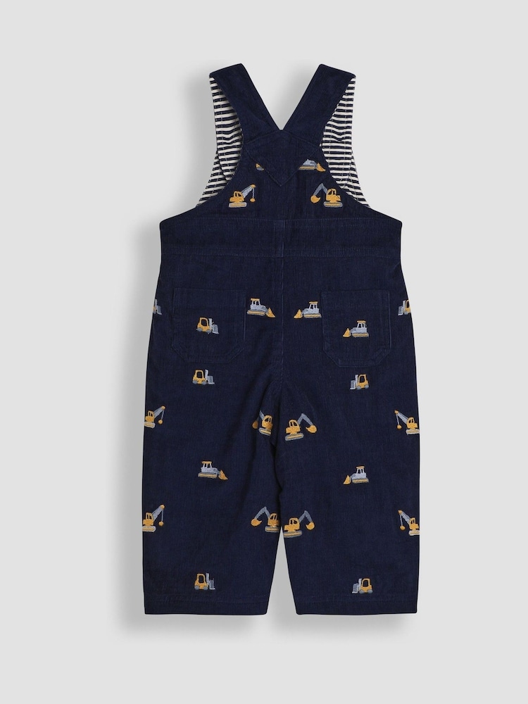 JoJo Maman Bébé Navy Blue Construction Embroidered Cord Dungarees - Image 2 of 3