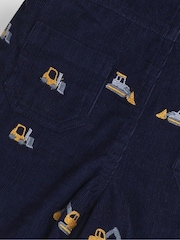 JoJo Maman Bébé Navy Blue Construction Embroidered Cord Dungarees - Image 3 of 3