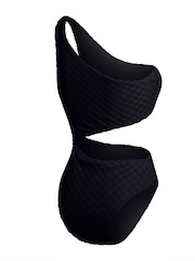 Speedo Black Terry Asymmetrical Cut-Out Swimsuit 1 Piece with UPF50+ Sun Protection - Image 6 of 10