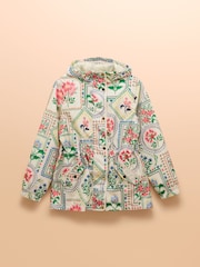 Joules Holt Cream Tile Print Waterproof Packable Raincoat with Hood - Image 10 of 11