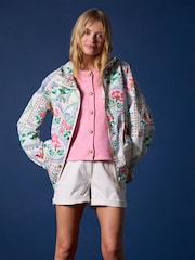Joules Holt Cream Tile Print Waterproof Packable Raincoat with Hood - Image 2 of 11