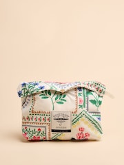 Joules Holt Cream Tile Print Waterproof Packable Raincoat with Hood - Image 9 of 11