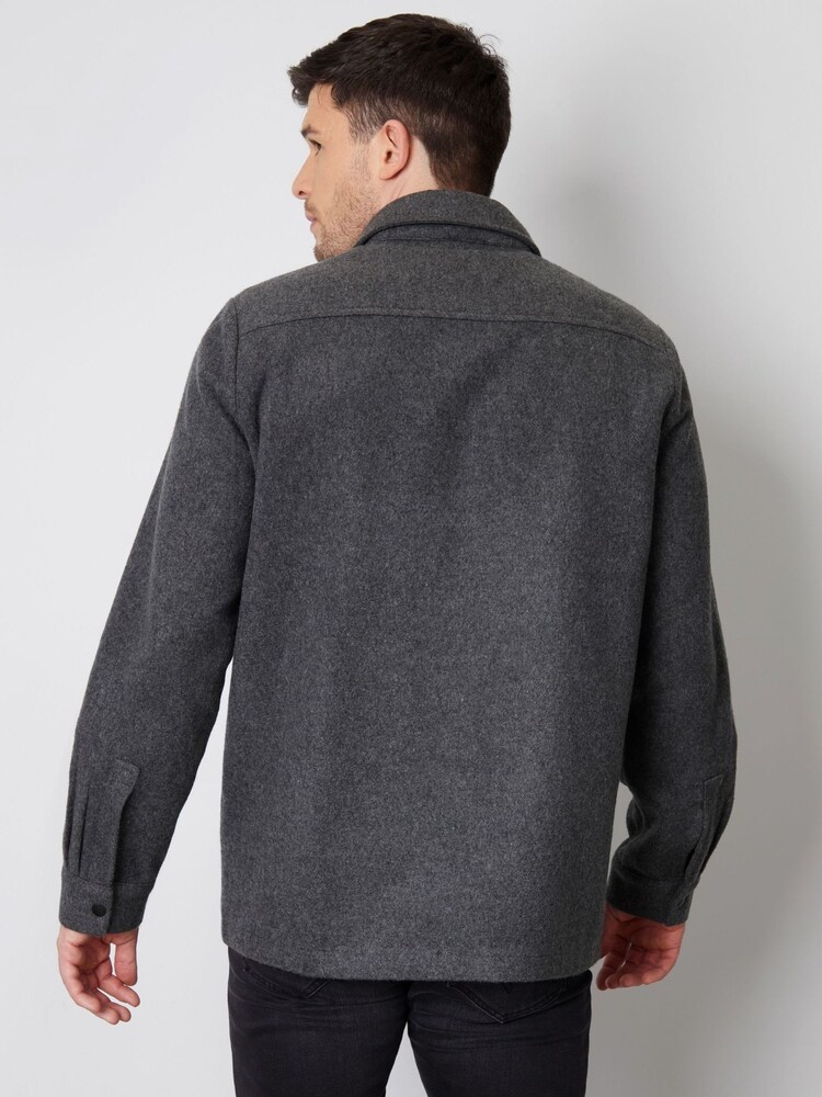 Threadbare Grey Brushed Overshirt Shacket - Image 2 of 4