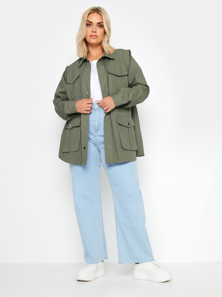 Yours Curve Green 100% Cotton Carpenter Twill Jacket - Image 2 of 4