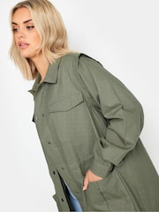 Yours Curve Green 100% Cotton Carpenter Twill Jacket - Image 3 of 4