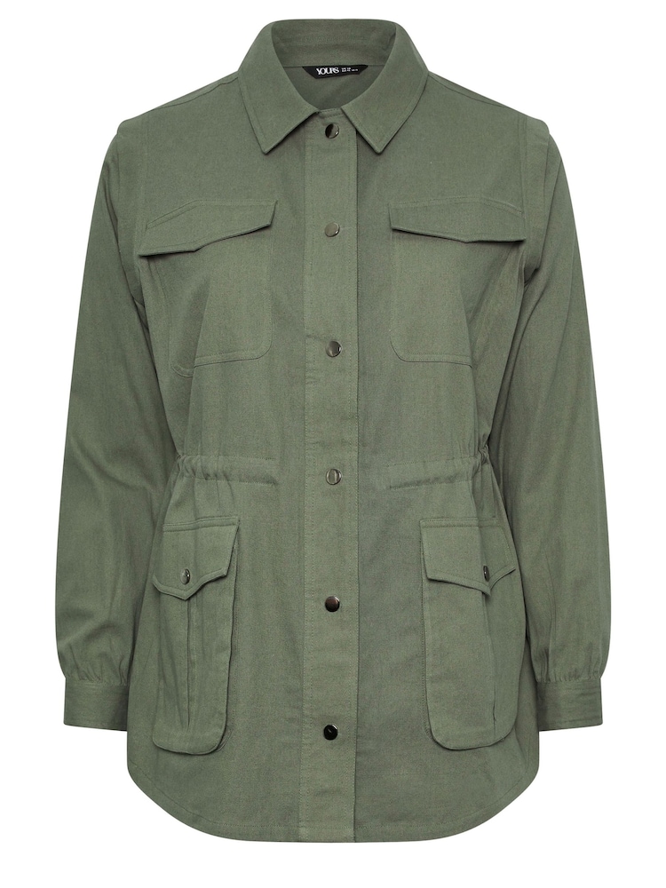 Yours Curve Green 100% Cotton Carpenter Twill Jacket - Image 4 of 4