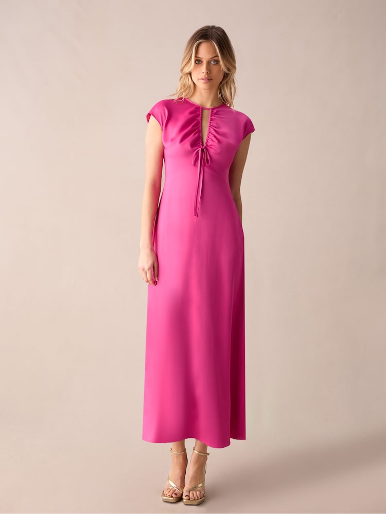 Ro&Zo Pink Arabella Satin Keyhole Front Dress - Image 1 of 4
