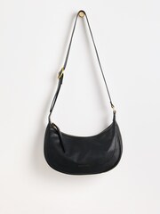 Oliver Bonas Black Curved Sling Ida Crossbody Bag - Image 2 of 8