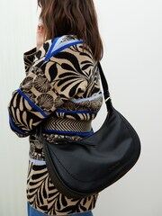 Oliver Bonas Black Curved Sling Ida Crossbody Bag - Image 7 of 8