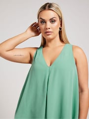 Yours Curve Green London Layered Sleeveless Blouse - Image 4 of 5