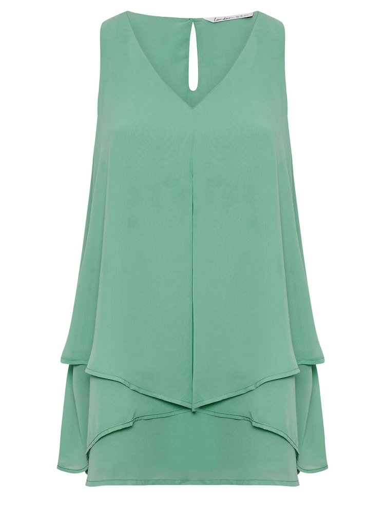 Yours Curve Green London Layered Sleeveless Blouse - Image 5 of 5