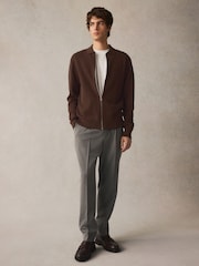 Rdečerjava/rjava - v standardnem kroju Cotton Rich Knit Zip-Through Debelejša srajca - Slika 2 iz 7