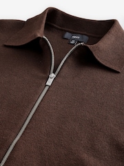 Rdečerjava/rjava - v standardnem kroju Cotton Rich Knit Zip-Through Debelejša srajca - Slika 6 iz 7