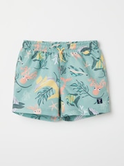 Polarn O. Pyret Blue Sealife Print Swim Shorts - Image 1 of 4