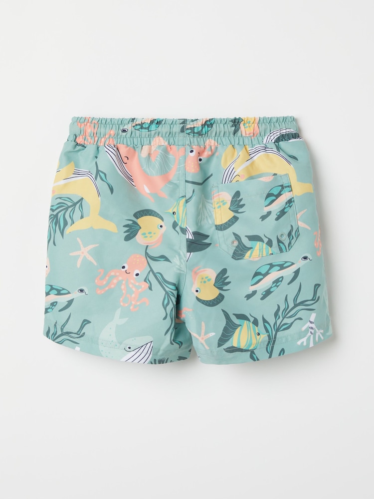 Polarn O. Pyret Blue Sealife Print Swim Shorts - Image 2 of 4 Polarn O. Pyret Blue Sealife Print Swim Shorts - Image 2 of 4