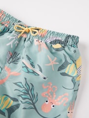 Polarn O. Pyret Blue Sealife Print Swim Shorts - Image 3 of 4