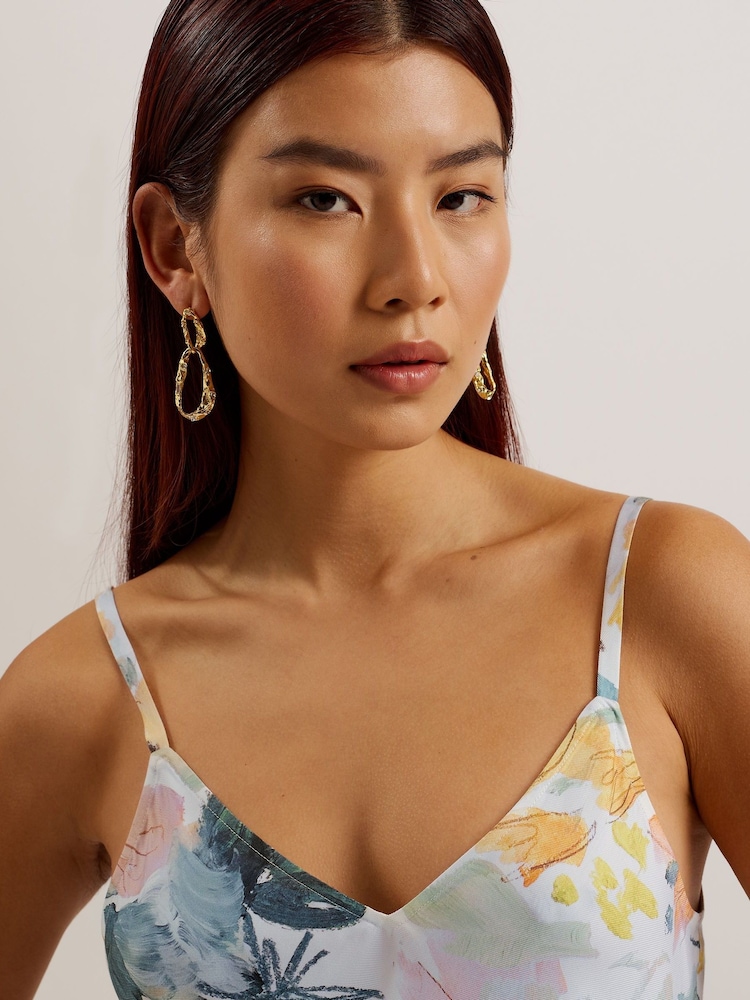 Ted Baker Cream Adamela Printed Slip Midi Dress - Image 3 of 5