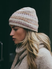 Ombre Stripe Knitted Beanie Hat - Image 1 of 6