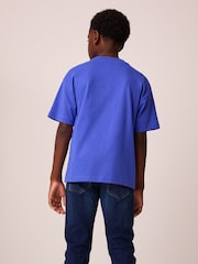 Cobalt Blue Santa Sequin Short Sleeve Christmas 100% Cotton T-Shirt (3-16yrs) - Image 2 of 9