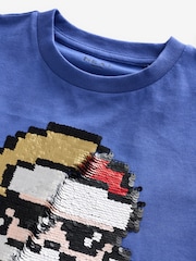 Cobalt Blue Santa Sequin Short Sleeve Christmas 100% Cotton T-Shirt (3-16yrs) - Image 8 of 9