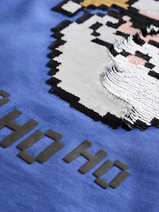 Cobalt Blue Santa Sequin Short Sleeve Christmas 100% Cotton T-Shirt (3-16yrs) - Image 9 of 9