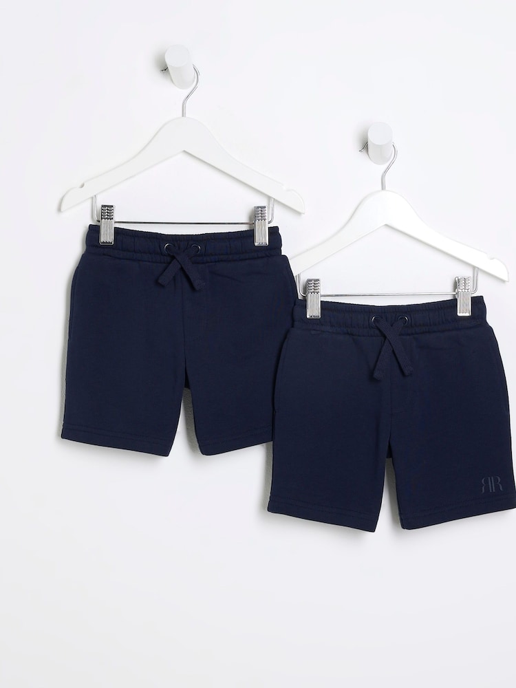 River Island Blue Boys Shorts 2 Pack - Image 1 of 4