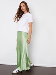 Threadbare Light Green Satin Maxi Slip Skirt - Image 1 of 4