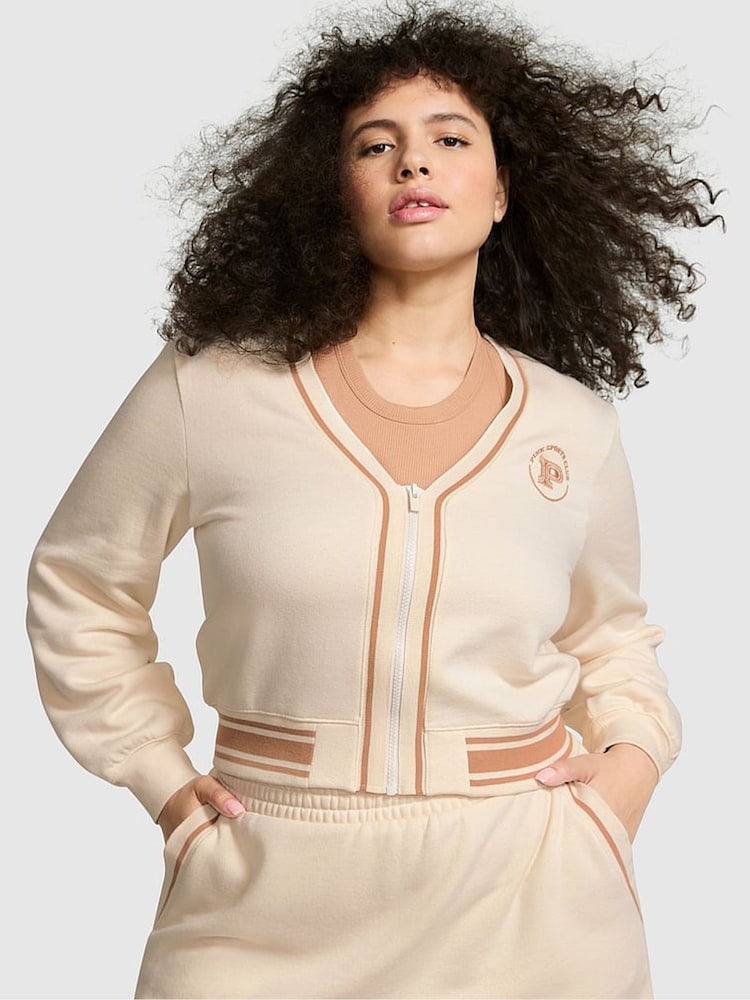 Victoria's Secret PINK White Shell Fleece Cardigan - Image 1 of 3