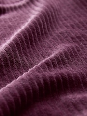 Burgundy Red Velvet Soft Touch Jersey Quarter Zip Co-Ord Sweatshirt - Image 8 of 8