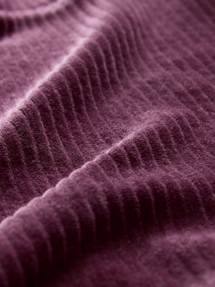 Burgundy Red Velvet Soft Touch Jersey Quarter Zip Co-Ord Sweatshirt - Image 8 of 8