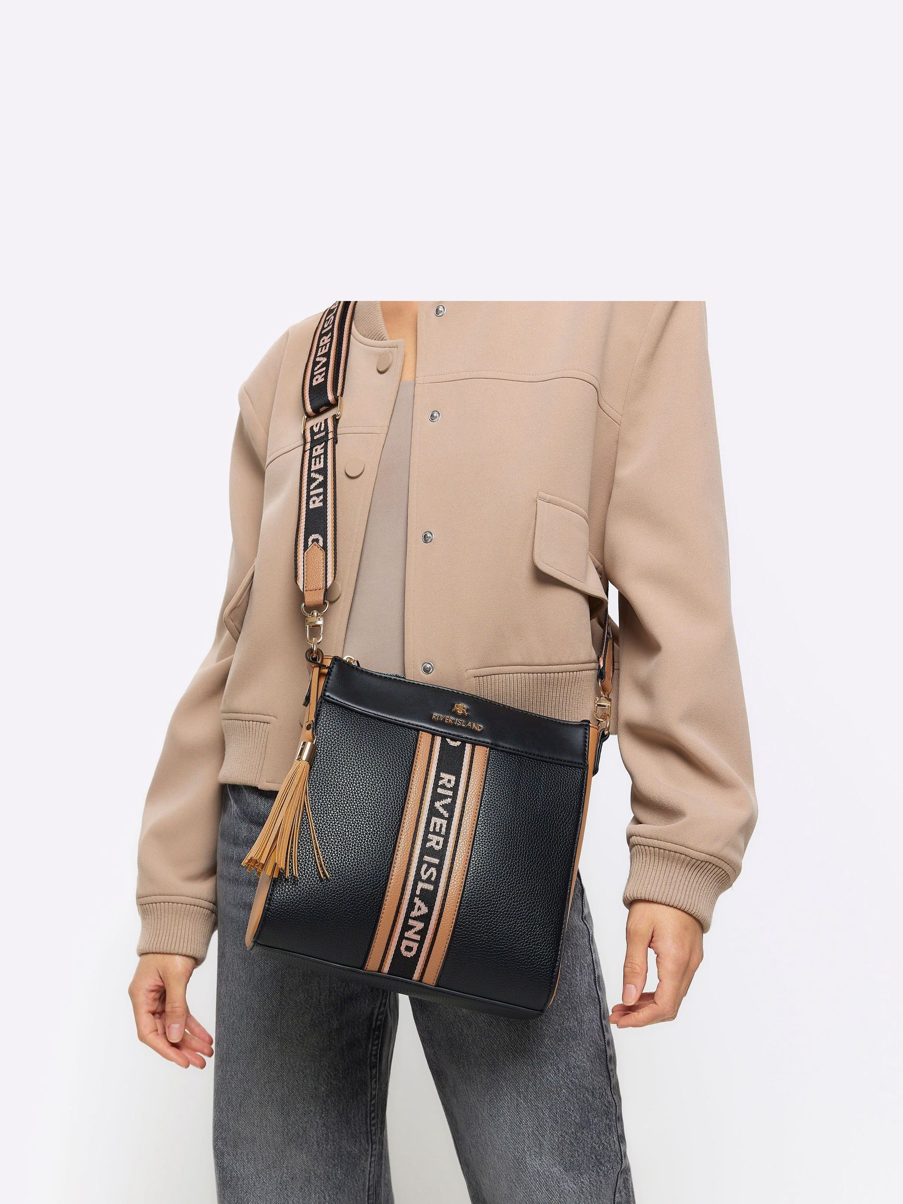 Buy River Island Black Webbing Front Messenger Crossbody Bag from the Next UK online shop