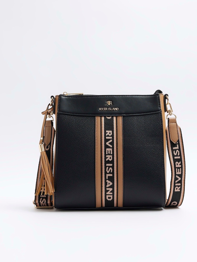 River Island Black Webbing Front Messenger Crossbody Bag - Image 2 of 5