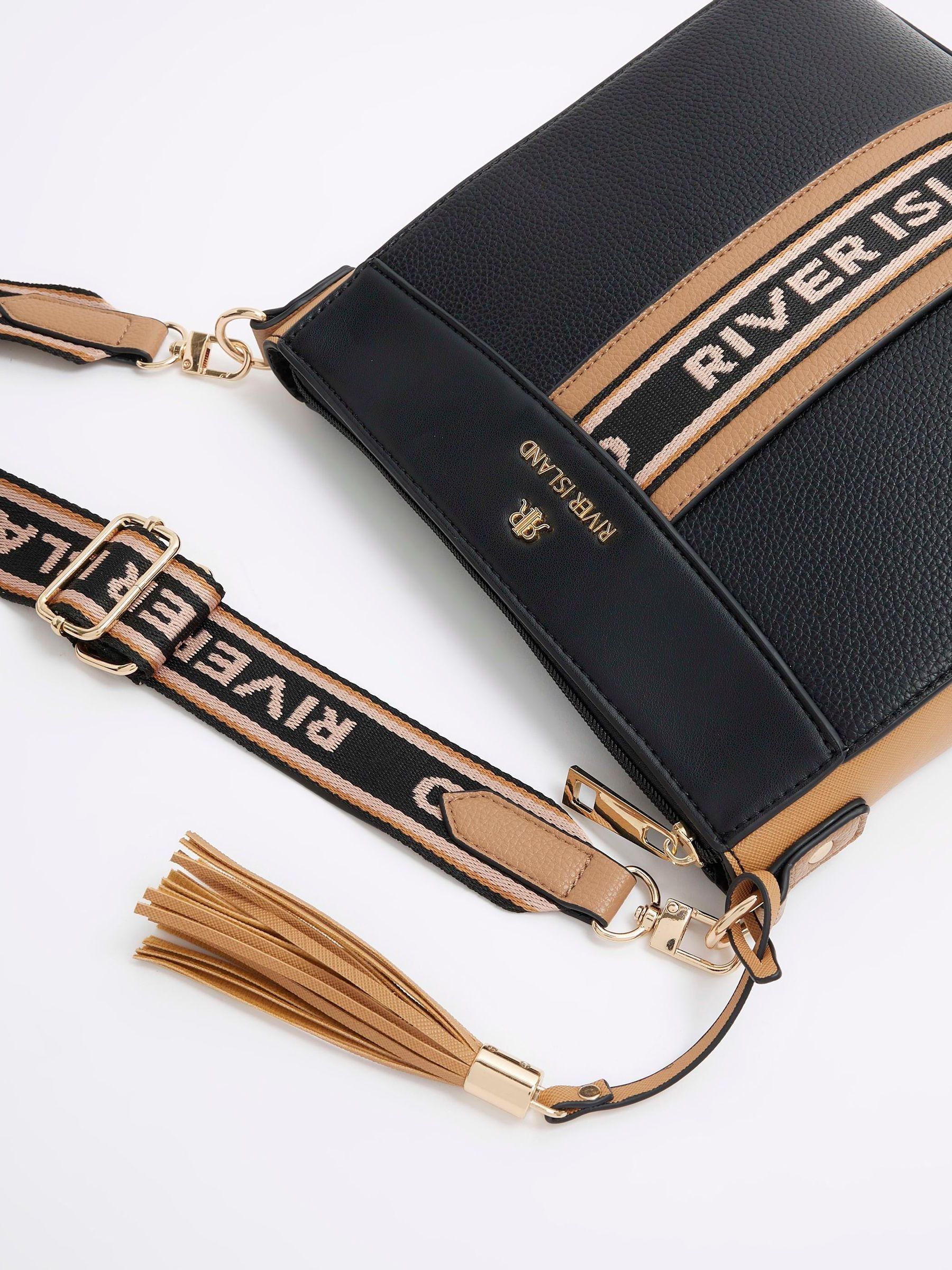 River island black and gold bag deals