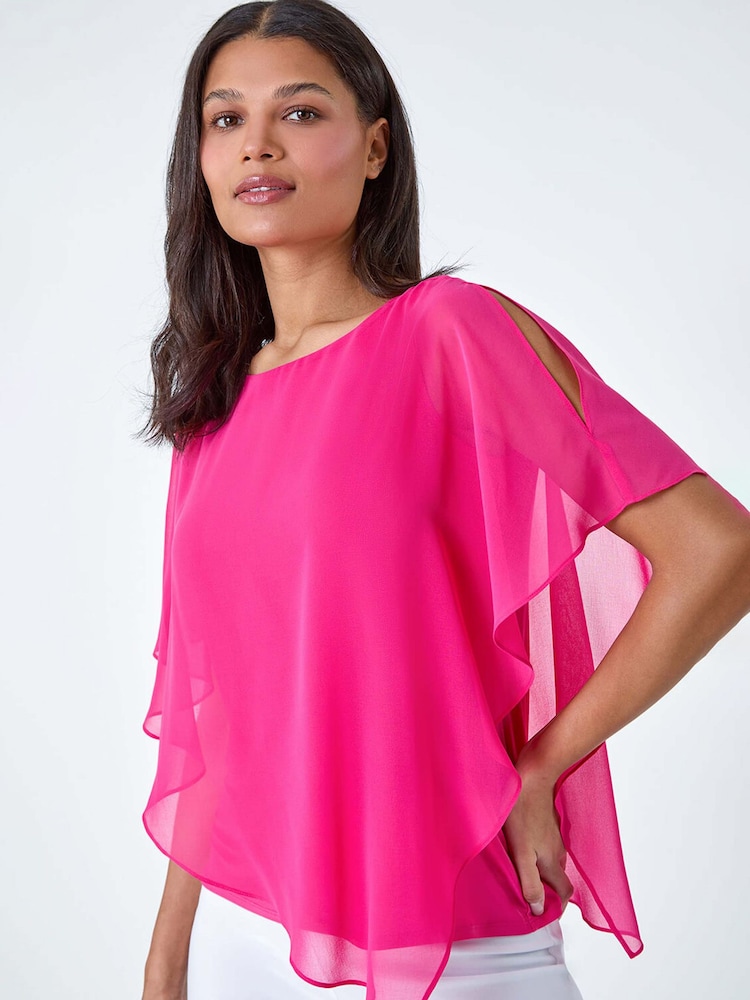 Roman Pink Asymmetric Cold Shoulder Stretch Top - Image 1 of 5 Roman Pink Asymmetric Cold Shoulder Stretch Top - Image 1 of 5