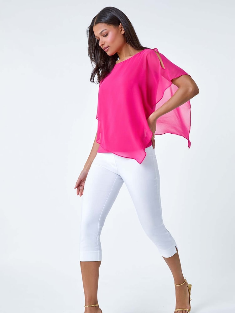 Roman Pink Asymmetric Cold Shoulder Stretch Top - Image 2 of 5 Roman Pink Asymmetric Cold Shoulder Stretch Top - Image 2 of 5