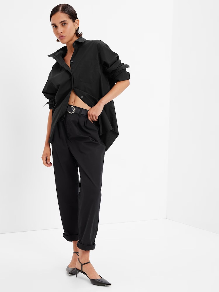 Gap Black Cotton Long Sleeve Oversized Shirt - Image 1 of 5