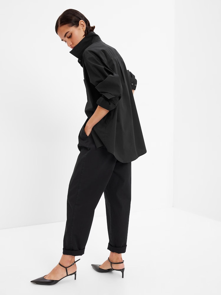 Gap Black Cotton Long Sleeve Oversized Shirt - Image 2 of 5