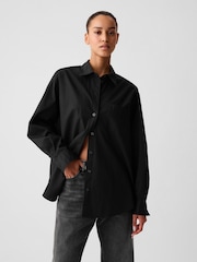 Gap Black Cotton Long Sleeve Oversized Shirt - Image 3 of 5
