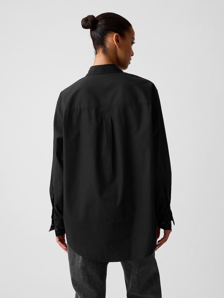 Gap Black Cotton Long Sleeve Oversized Shirt - Image 4 of 5